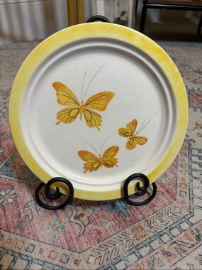 Vintage Handmade Italian Butterfly Plate – Signed Ceramic Wall Decor